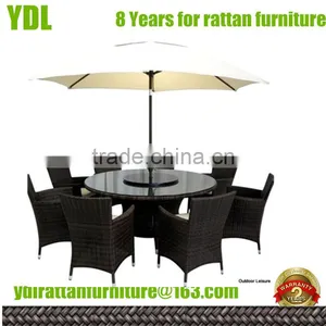 Youdeli Portofino 8pc Round Dining Set - Outdoor Rattan Wicker thumbnail-1