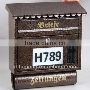 FQ-130 Metal Iron Mailbox Cast Iron Mailbox Through the Wall Newspaper Tube Paint Coating Mailbox With House Numbers thumbnail-1