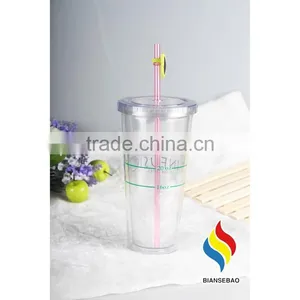 With Figurines Straw Clear Double Wall Plastic Acrylic Tumbler thumbnail-2