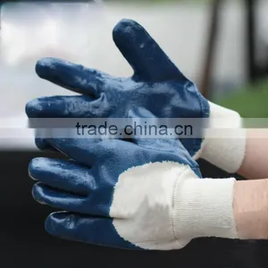 NMSAFETY Blue Nitrile Gloves 3/4 Coated Chemical Industry Work Gloves Open Back thumbnail-1