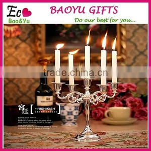 Silver Plated Metal Candle Holders Candlestick for Wedding Decoration Candelabra Valentine's Day Gift thumbnail-1