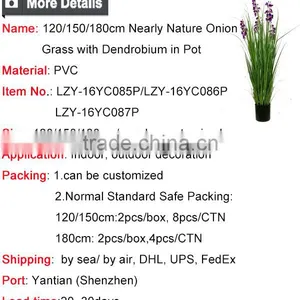 120 / 150 / 180 cm Nearly Nature Synthetic Grass Potted Onion Grass With Dendrobium Flowers Artificial Pots Plant for Decoration thumbnail-5