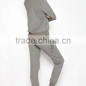 Urban Fashion Tracksuit Female Cheap Custom Grey Plain Latest Design Blank Fitted Sports Womens Tracksuits With Cross Details thumbnail-3