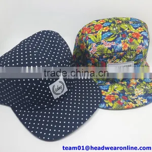 Custom Pattern Printed 5 Panel Hat Camp Cap With Patch Tag thumbnail-3