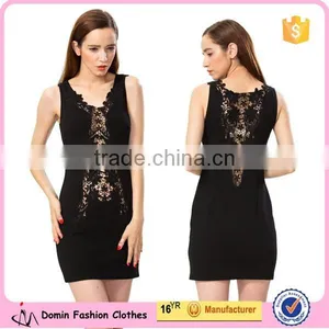2015 Celebrity See Through V Neck Lace Insert Sexy Mini Dress thumbnail-2