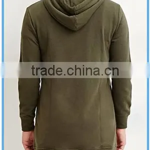 Men's French Terry Zipper Up Longline Hoodie thumbnail-3