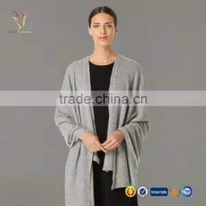 Women Grey Long Cashmere Poncho Wool Scarf Sahwl Poncho thumbnail-1