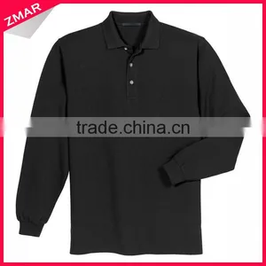 Wholesale Custom 100% Cotton Pique Mens Long Sleeve Polo Shirt thumbnail-1