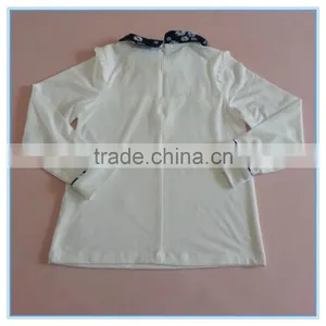 Wholesale OEM Children Girls Cotton Long Sleeve Shirt, Girls Boutique t Shirt With Flower Printed Turn Over Neck thumbnail-2