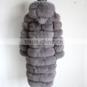 Myfur Wholesale Retail Ladies Fashion Whole Hide Real Natural Color Fox Fur Long Coat With Fur Hooded thumbnail-2