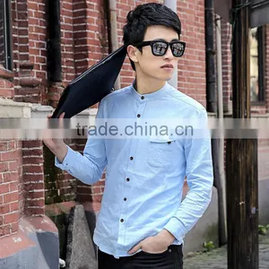 Men Casual Slim Fit Stylish Long Sleeve Pure Color Blank t Shirt Wholesale thumbnail-1