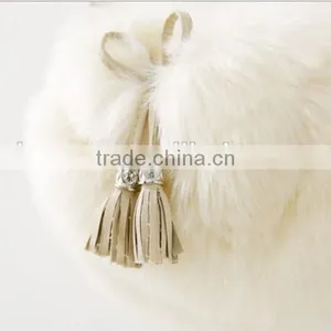 Fashionable Double Zip Closure Faux Fur Flap Ladies' Pattern Leather Handbag at Low Price Pink thumbnail-4