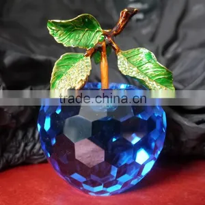 Cheap Crystal Apple With Green Leaf,Red Crystal Apple for Wedding Souvenir or Gift thumbnail-2