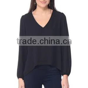 Womens Casual Fashion Blouses 2017 New Designs Long Sleeve V Neck Loose Blouses for Girls thumbnail-4