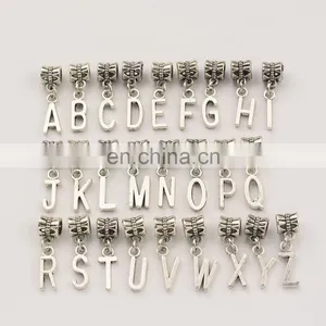 Tibetan Silver 26 Initial Alphabet Macroporous Accessories DIY Beads Pendant Charms Pendants Jewelry DIY Crafts thumbnail-1