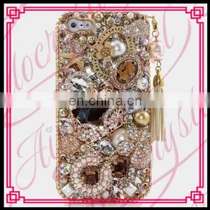 Aidocrystal Hot Sale Gold Luxury Design Rhinestone Crystal Covers Ladies Cell Phone Cases for Iphone 6 Plus thumbnail-3