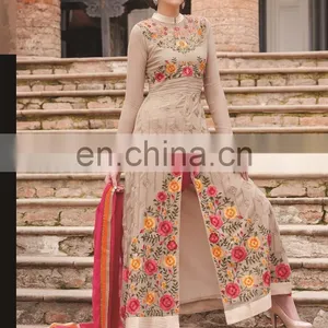 Beige Colored Georgette Suit. thumbnail-1