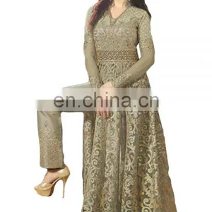 2017 Wedding Parrty Wear Net Anarkali Style Lehenga Suits (Semi-Stitched) thumbnail-3