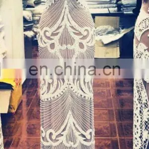HANDWORK GOWN WORK TRIMS AND APPLIQUES IN CRYSTAL STONE thumbnail-1