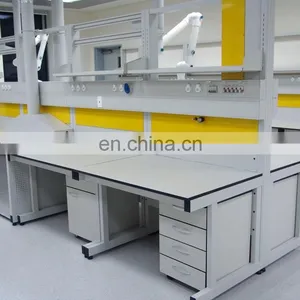 Lab Furniture Table Steel Work Bench With Reagent Rack thumbnail-1