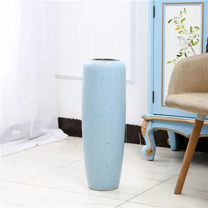 Nordic Fresh Hand Made Large Blue Ceramic Vase For Hotel Office Home Decor thumbnail-3
