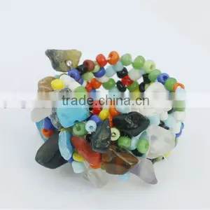 Mix Chip Stone Stretch Seed Glass Beads Ring thumbnail-1