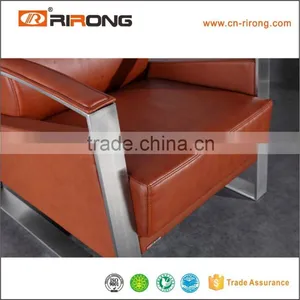 Modern Metal Armrest Design Italy Leather Office Sofa thumbnail-4