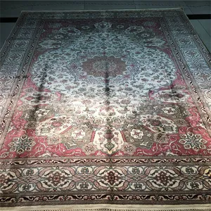 Pink Color Carpet Handmade Silk Persian Carpets for Home 6x9ft thumbnail-5