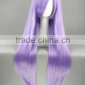 High Quality 80cm Long Straight Saint Seiya -Athena Light Purple Synthetic Anime Wig Cosplay Hair Wig Party Wig thumbnail-3