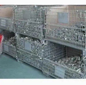 Warehouse Storage Cage Stacking Folding Red Steel Wire Mesh Stillage Container Stillage thumbnail-3