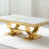 Luxury Marble Coffee Table With Polished Gold Stainless Steel Base thumbnail-2