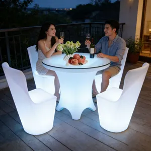 Luxury Bar Led Table Hotel Bar Table Flower-shape Home Furniture With RGB 16 Colors thumbnail-3