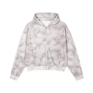 Men and Women Loose and Retro Distressed Style Zipper Sweatshirt thumbnail-1