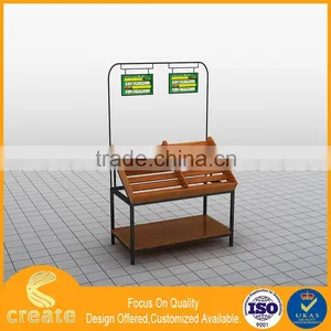 Supermarket Fruit and Vegetable Display Stand Rack With Wooden and Metal Combination thumbnail-1