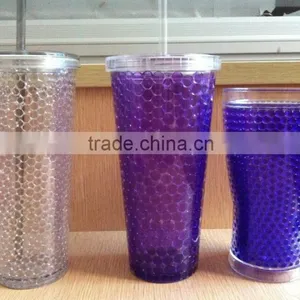 PBA Free Plastic Double Wall Insulated Ice Mugs Freezer Beer Cup With Ice Gel thumbnail-4
