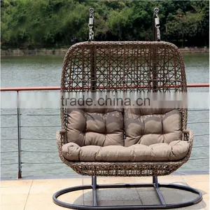 Luxury Outdoor Furniture Double Seat Hanging Indoor Swing Rattan Egg Chair Living Room Swing Chair Quality Choice thumbnail-3