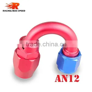 Aluminum Oil Cooler Fitting 180 Degree Resuable Hose End Fuel Line Hose End Fitting Adaptor Blue and Red 40-180-12 thumbnail-1