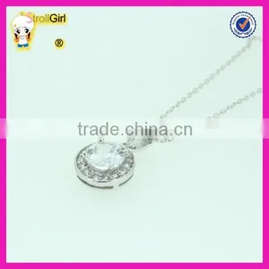 High Quality Women Bridal Silver Plated Red Ruby Zircon Round Necklace thumbnail-5