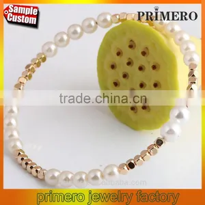 New Women Pearl Bangles Rose Gold Plated Charm Bracelets Fashion Jewelry thumbnail-1