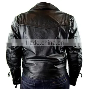 Golden Buttons Motorcycle Men Leather Custom Man Jackets thumbnail-2