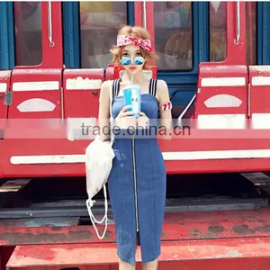 2015 Fashion Hot Young Girl Sexy Slim Women Girls Denim Prom Strap Dress Fashion Sexy Summer Dress thumbnail-5