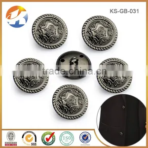 Embossed Logo Gunmetal Metal Sewing Shank Button thumbnail-5