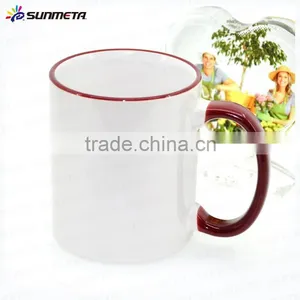 Sunmeta Cheap Sale 11oz Rim and Handle Color Blank Heat Press Mug, Sublimation Ceramic Mug Quality Choice thumbnail-3