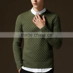 2015 the New Men's Sweater Cultivate One's Morality Pure Color for Grid Sweater thumbnail-1