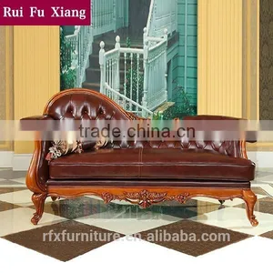 Federal Classic Chaise Longue With Wood Frame and Genuine Leather Finish O-214 thumbnail-1