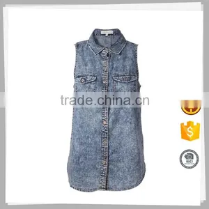 China Suppliers 2016 New Casual Women Fashion Denim Blouse thumbnail-3