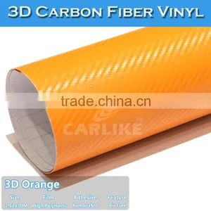 Removable Glue SINO Car Automobile Orange Carbon Fiber Car Wrap Vinyl Film thumbnail-1