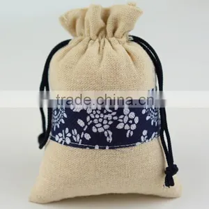 Fashion Spliced Jute Drawstring Bag China Factory Supplier's Choice thumbnail-1