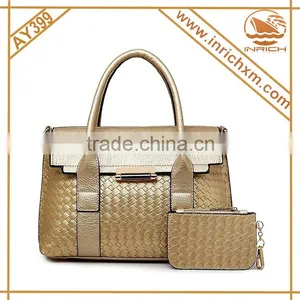 2016 China Wholesale Knitted PU Handbag And Purse Set thumbnail-1