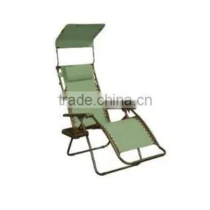 Gravity Free Folding Recliner With Sun Shade and Drink Tray thumbnail-1